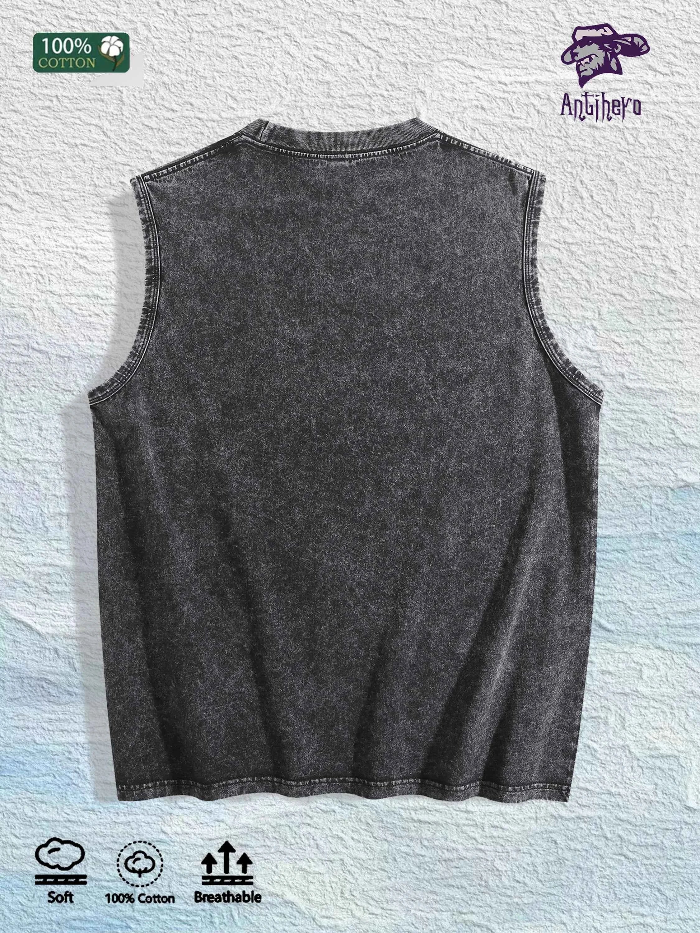 Dreadlocks Character Graphic Washed Vest US Warehouse 3 Colors Cotton Tank