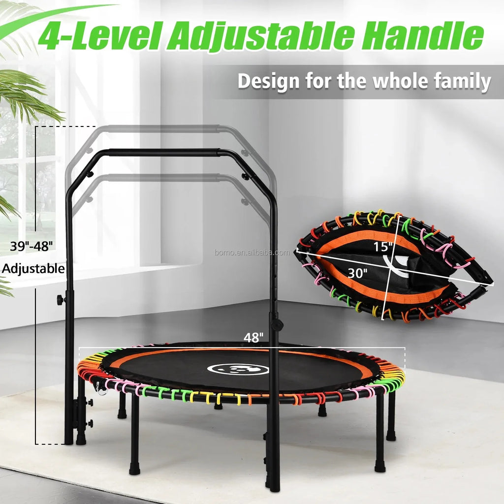 Zoshine 48-Inch Large Size Indoor Trampoline for Exercise Fitness Weight Loss Body Shaping Foldable Trampoline with Tension Rope