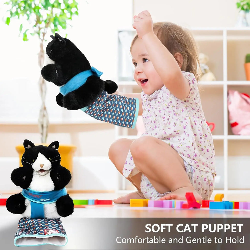 Cats Puppet Wrestler, Cat Wrestling Toy Puppet, Cat Antarcking Wrestler Glove, Hand Puppet with Tough Padding