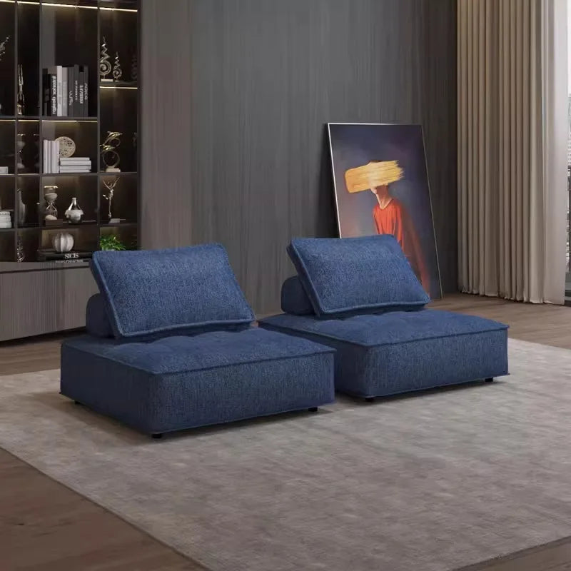 Modern Minimalist Modular Sofa Extremely Simple Tofu Block Design Sponge Small Apartment Living Room Set( Set of 2)