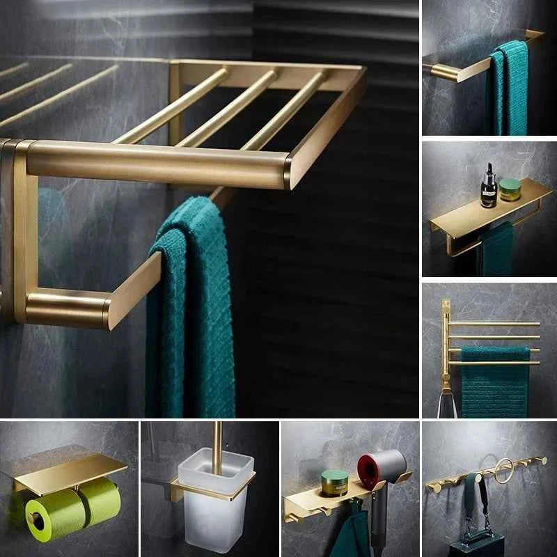 Bathroom Accessories Bathroom Shelf Towel Rack Paper holder Toilet Brush Holder Towel Ranger Brushed Gold Brass Bath Hardware