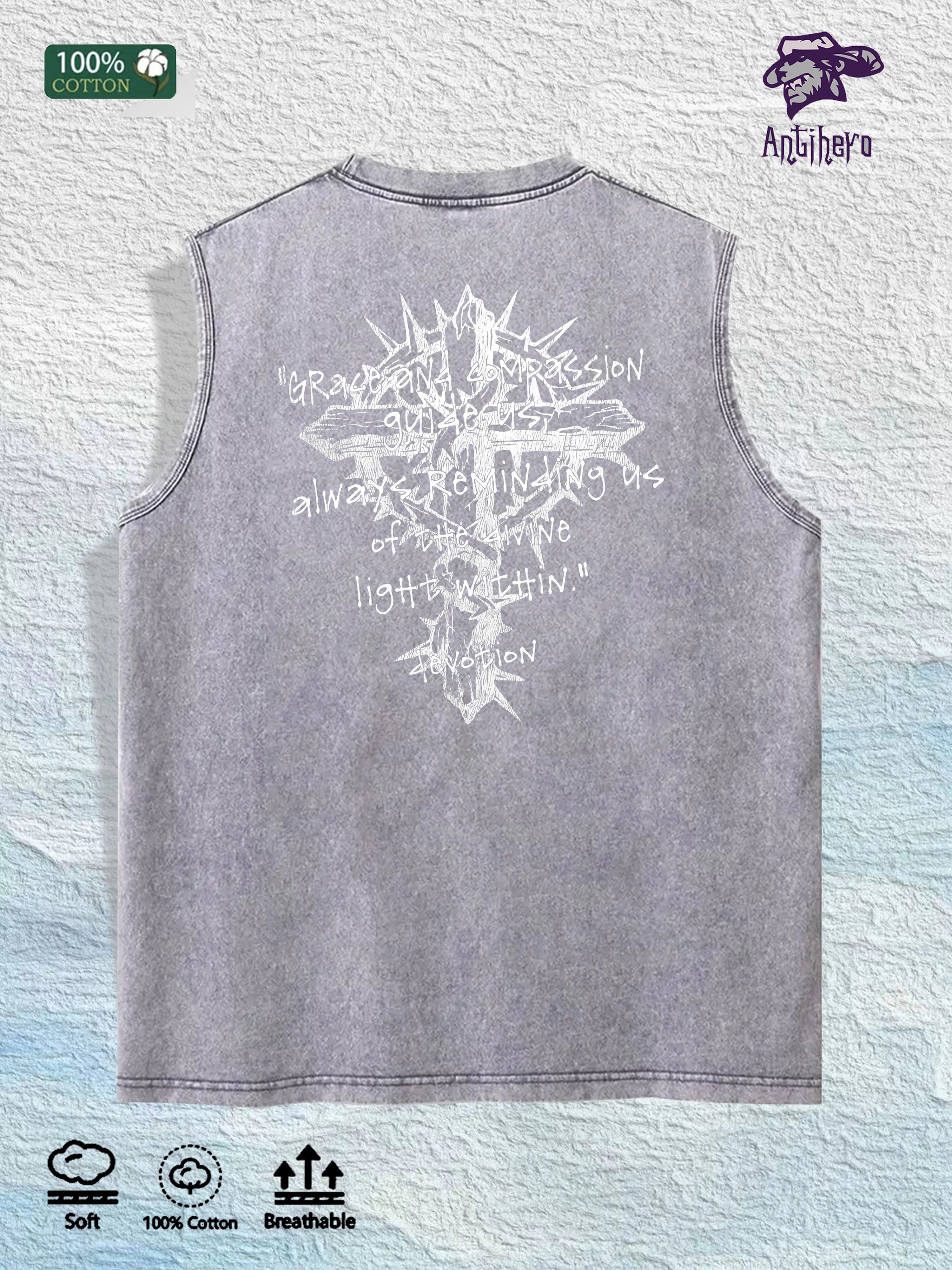 Devotion Religious Graphic Washed Vest US Warehouse 3 Colors Cotton Tank