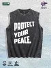 PROTECT YOUR PEACE Slogan Graphic Washed Vest US Warehouse 3 Colors Cotton Tank