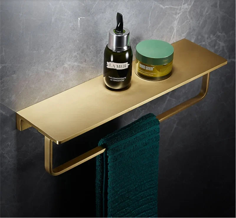 Bathroom Accessories Bathroom Shelf Towel Rack Paper holder Toilet Brush Holder Towel Ranger Brushed Gold Brass Bath Hardware