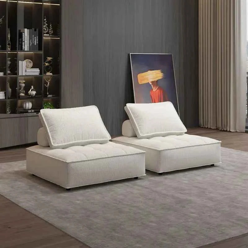 Modern Minimalist Modular Sofa Extremely Simple Tofu Block Design Sponge Small Apartment Living Room Set( Set of 2)