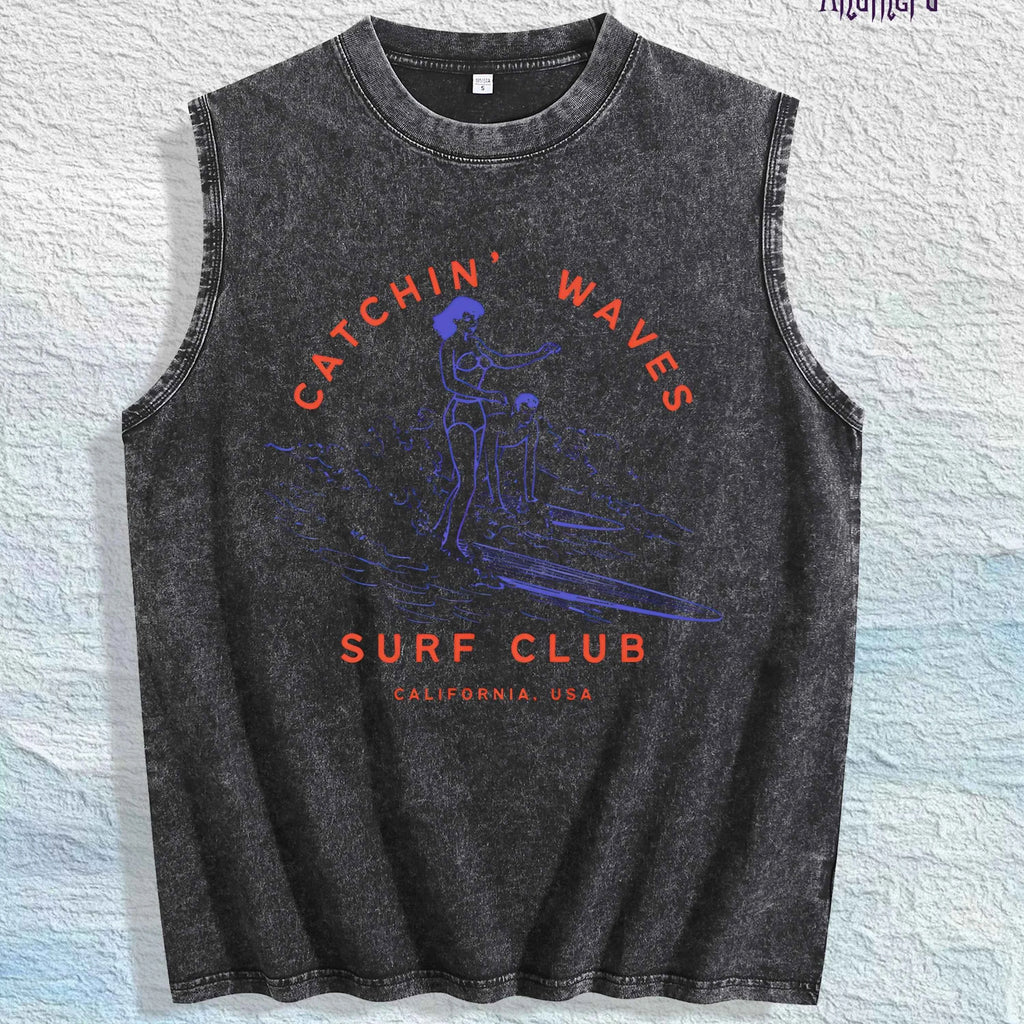 Unique Celebrity - Inspired Graphic Washed Vest US Warehouse 3 Colors Cotton Tank