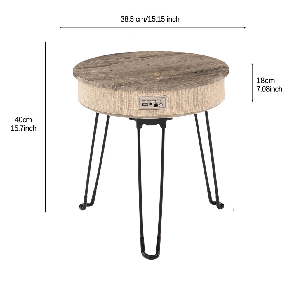 Nordic Style Multifunctional Wooden Coffee Table Modern Outdoor Side Table Wireless Charging Bluetooth Speaker Living Room