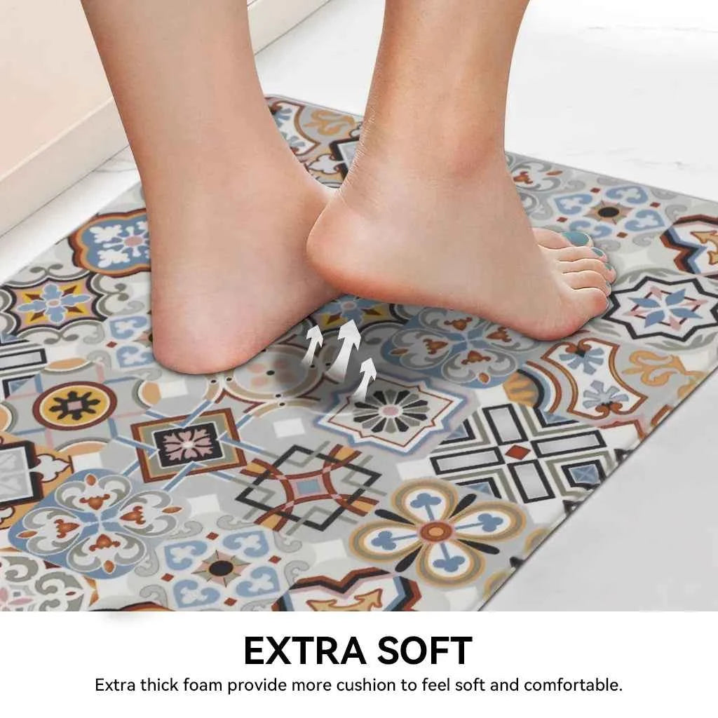 Heavy Duty PVC Design Cushioned Anti-Fatigue Kitchen Mat Waterproof Non-Slip Ergonomic Comfort Rug