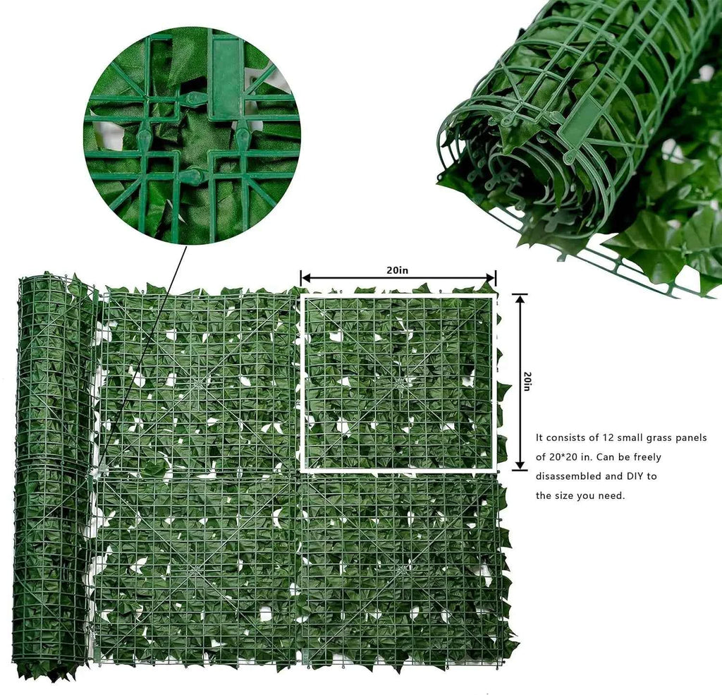 JS UV-Anti Plastic Ivy Leaves Vines Privacy Fence Screen Artificial Grass Wall for Outdoor Decor
