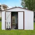 Outdoor Storage Sheds 10X12FT Apex Roof in Brown Roof+White Walls Without Foundation