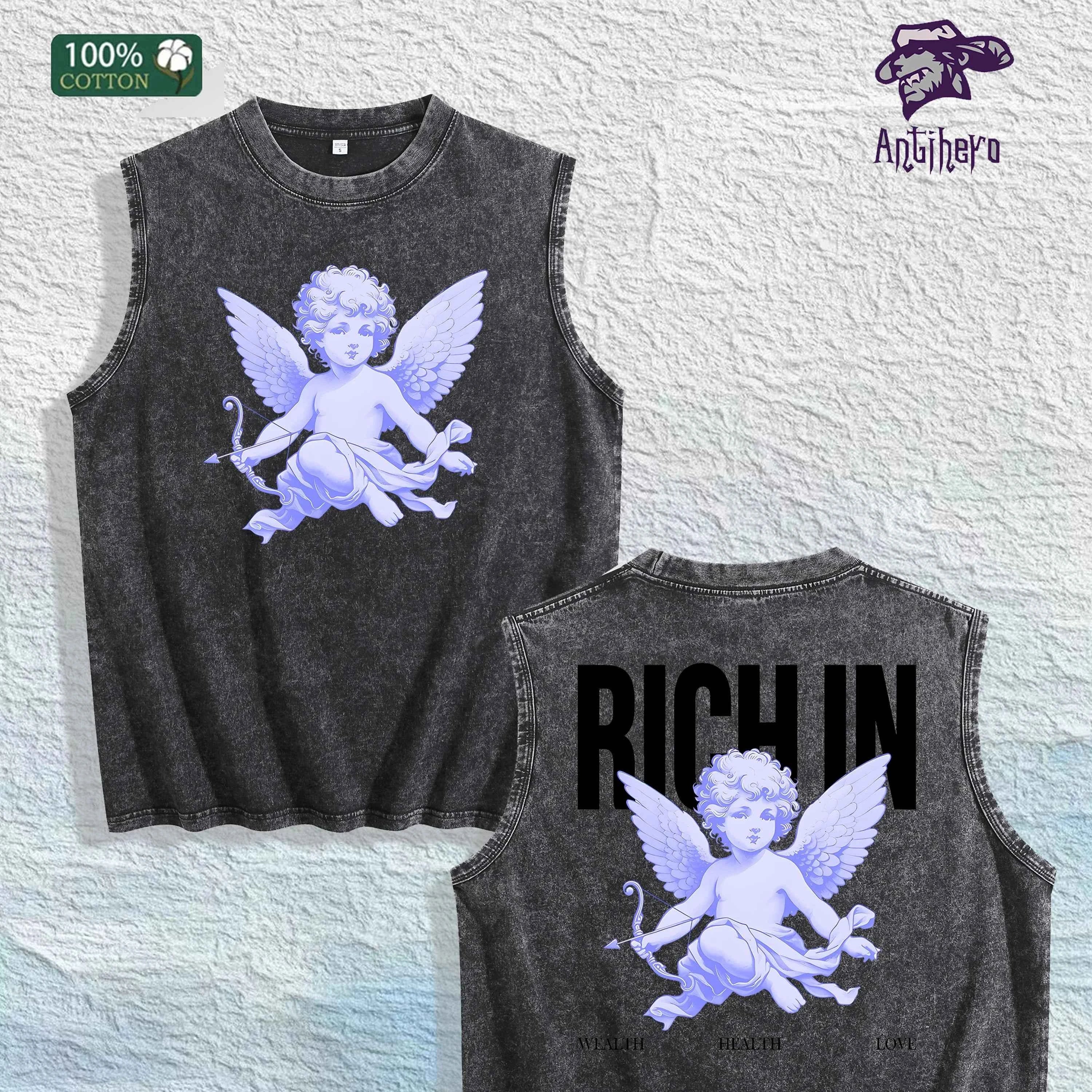 Angel & RICH in Graphic Washed Vest US Warehouse 3 Colors Cotton Tank
