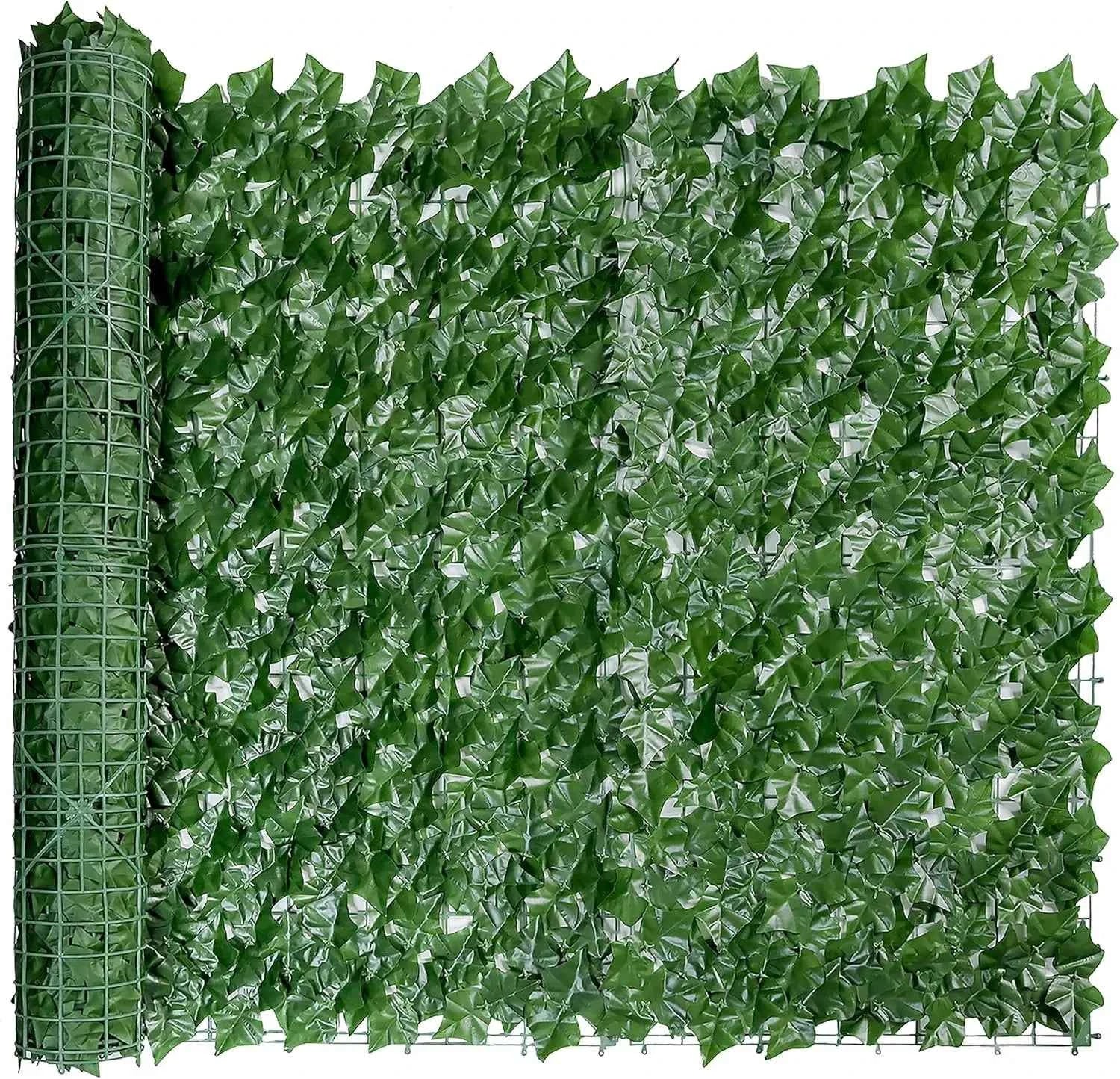 JS UV-Anti Plastic Ivy Leaves Vines Privacy Fence Screen Artificial Grass Wall for Outdoor Decor