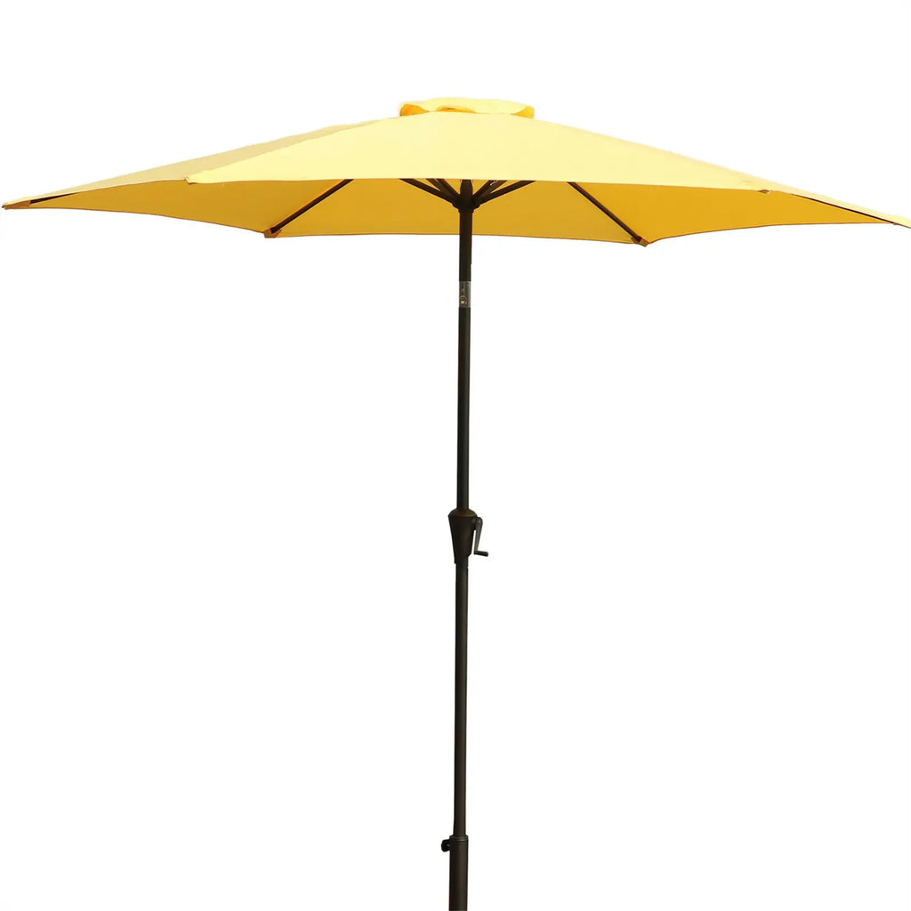 8.8 Feet Outdoor Aluminum Patio Umbrella Market Umbrella With 33 Pounds Round Resin Umbrella Base in Yellow