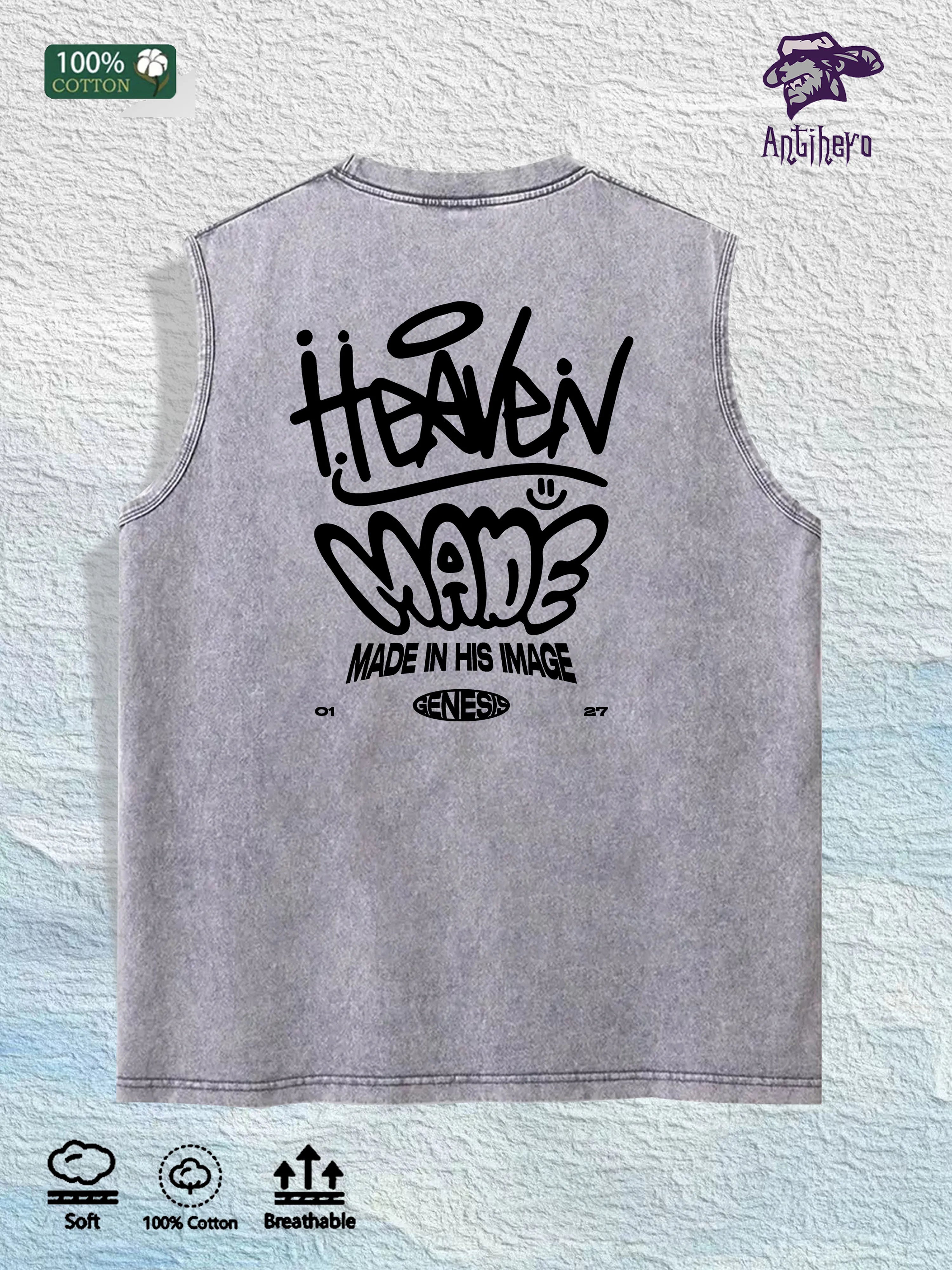 Heaven Made Graphic Washed Vest US Warehouse 3 Colors Cotton Tank