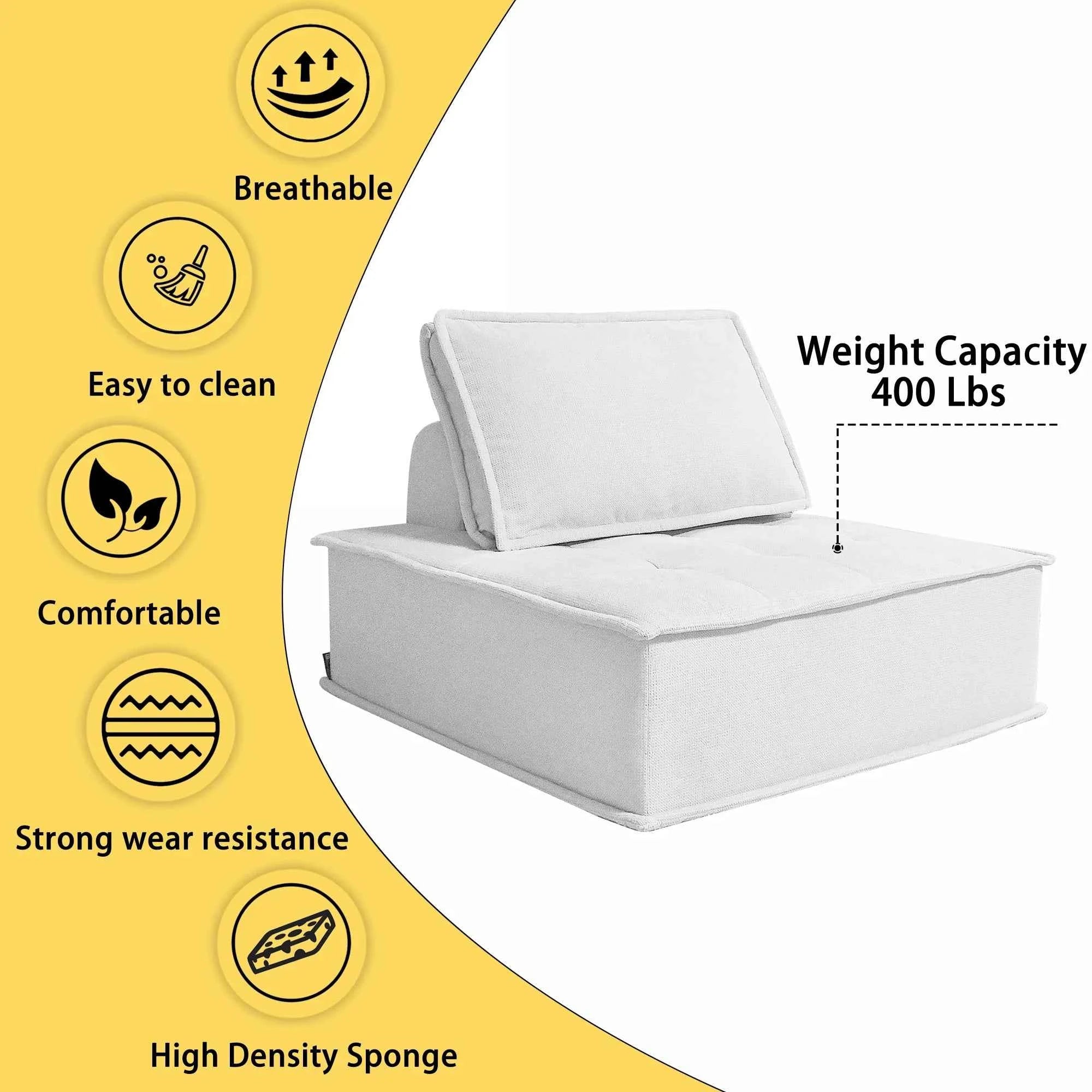 Modern Minimalist Modular Sofa Extremely Simple Tofu Block Design Sponge Small Apartment Living Room Set( Set of 2)