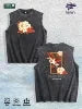 Oriental Peony & Crane Graphic Washed Vest US Warehouse 3 Colors Cotton Tank