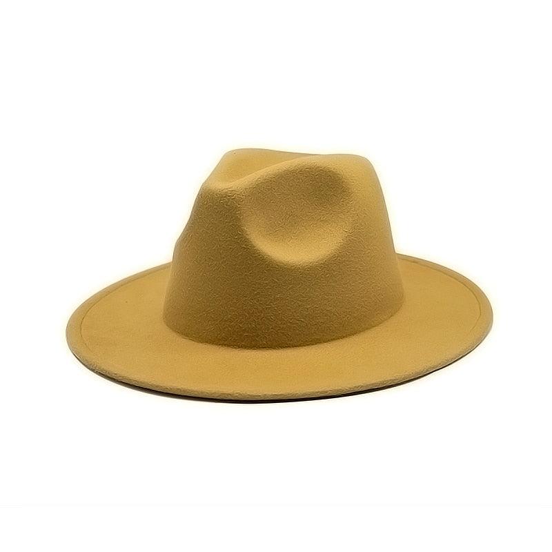 Unisex Autumn Winter Women's Hat Fedoras Big Brim Hats For Women Elegant Fedoras Warm Ladies Girls Hat Vintage Style Luxury Hat 56-58cm