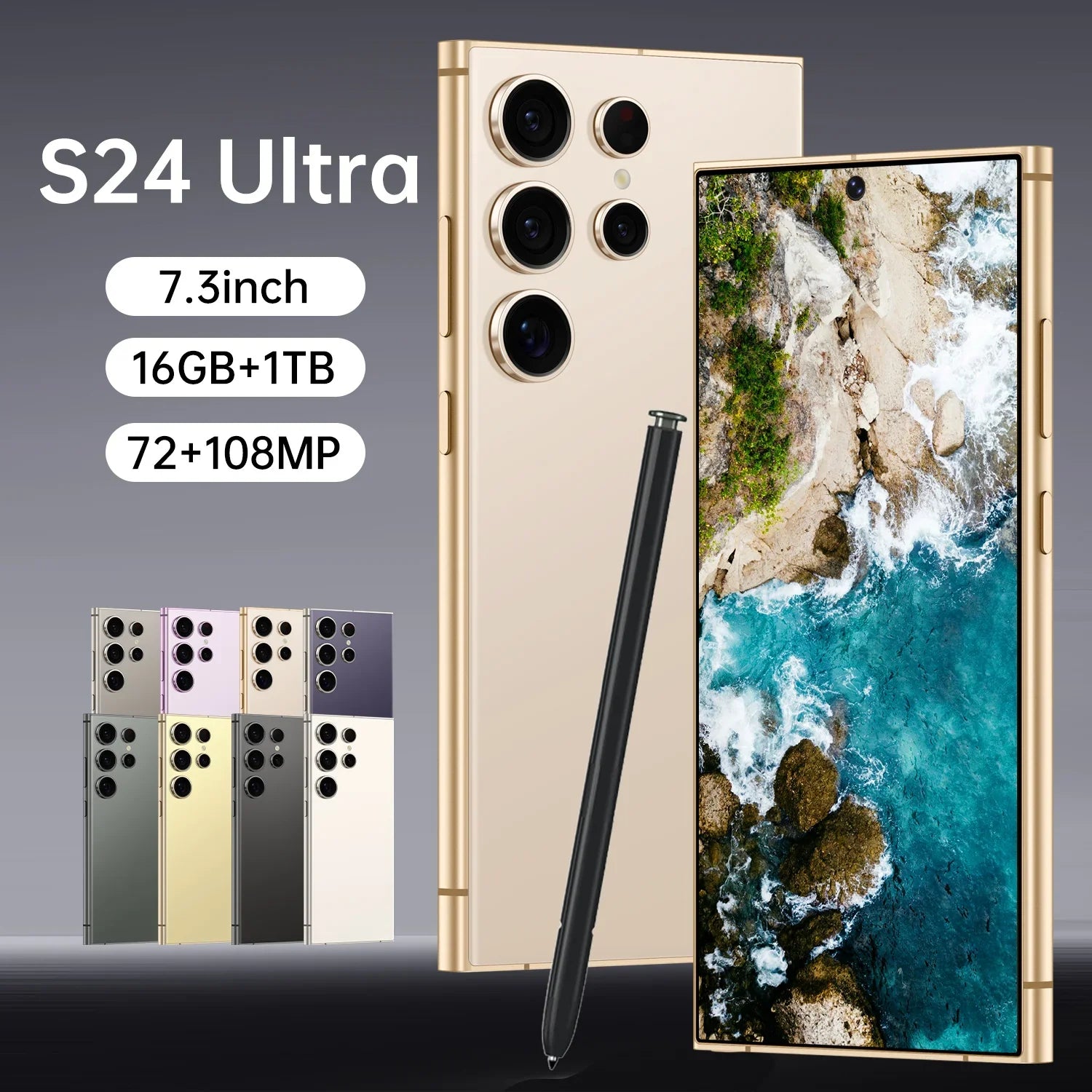 S24 Ultra 7.3 5G French/Spanish/English Smartphone 108MP Rear Camera 12GB+256GB 65W Quick Charge for Business Travel