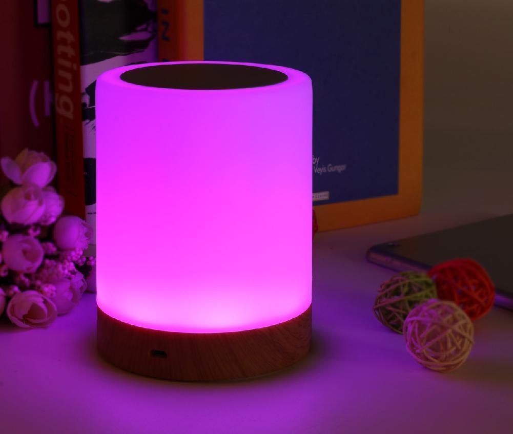 Studyset USB Charging LED Touch Colorful Night Lamp Wood Grain Bed Light Home Office Decoration Gift For Home Room or Office Camping lamp