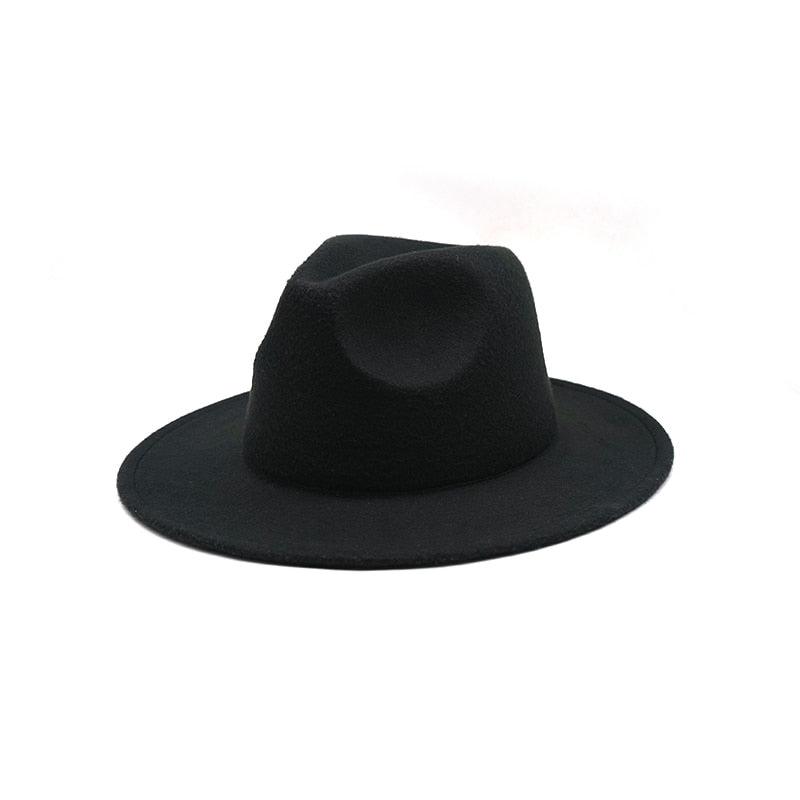 Unisex Autumn Winter Women's Hat Fedoras Big Brim Hats For Women Elegant Fedoras Warm Ladies Girls Hat Vintage Style Luxury Hat 56-58cm