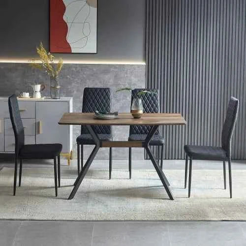 Wood Simple Dining Table with Metal Leg , Eco-friendly Dining Table Set for  Home Kitchecn