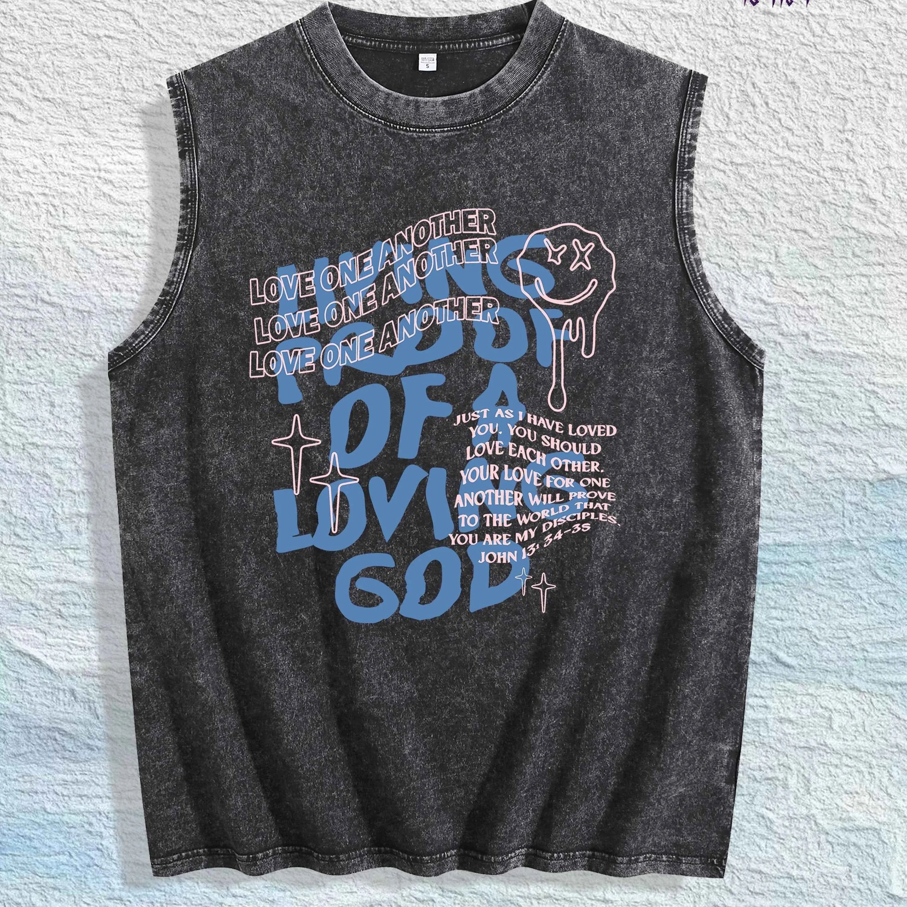 LOVE ONE ANOTHER Graphic Washed Vest US Warehouse 3 Colors Cotton Tank