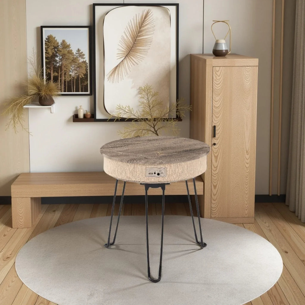 Nordic Style Multifunctional Wooden Coffee Table Modern Outdoor Side Table Wireless Charging Bluetooth Speaker Living Room