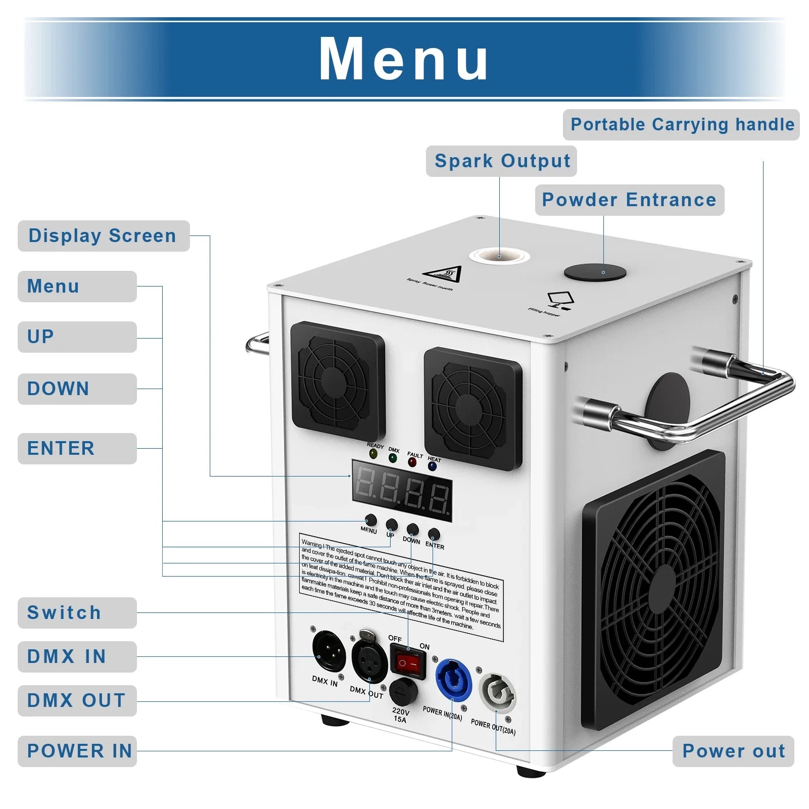 U`King 600W Cold Spark Machine With Wireless Remote for Wedding Vocal Concert Stage Effect Equipment Fireworks Fountain Machine