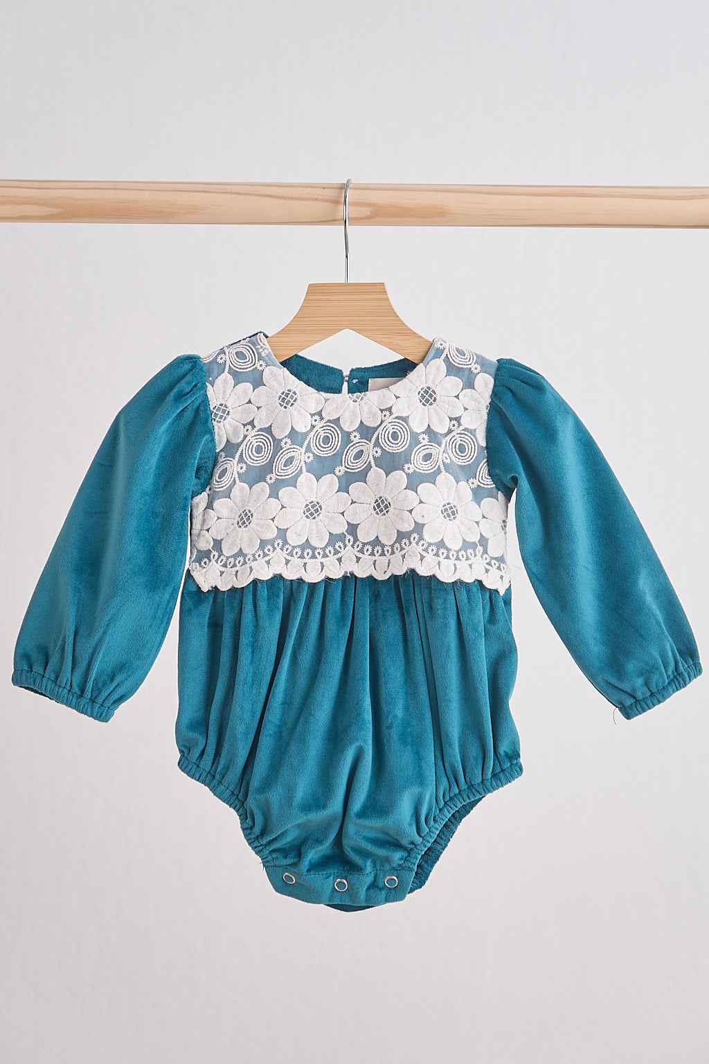 Teal velvet lace girl bubble