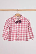 Pink gingham boy flannel button down shirt
