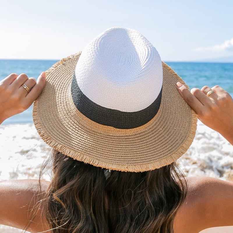 Fray Edge Color Block Panama Hat