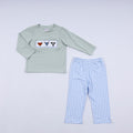 Sage cow hand smocked gingham pants set