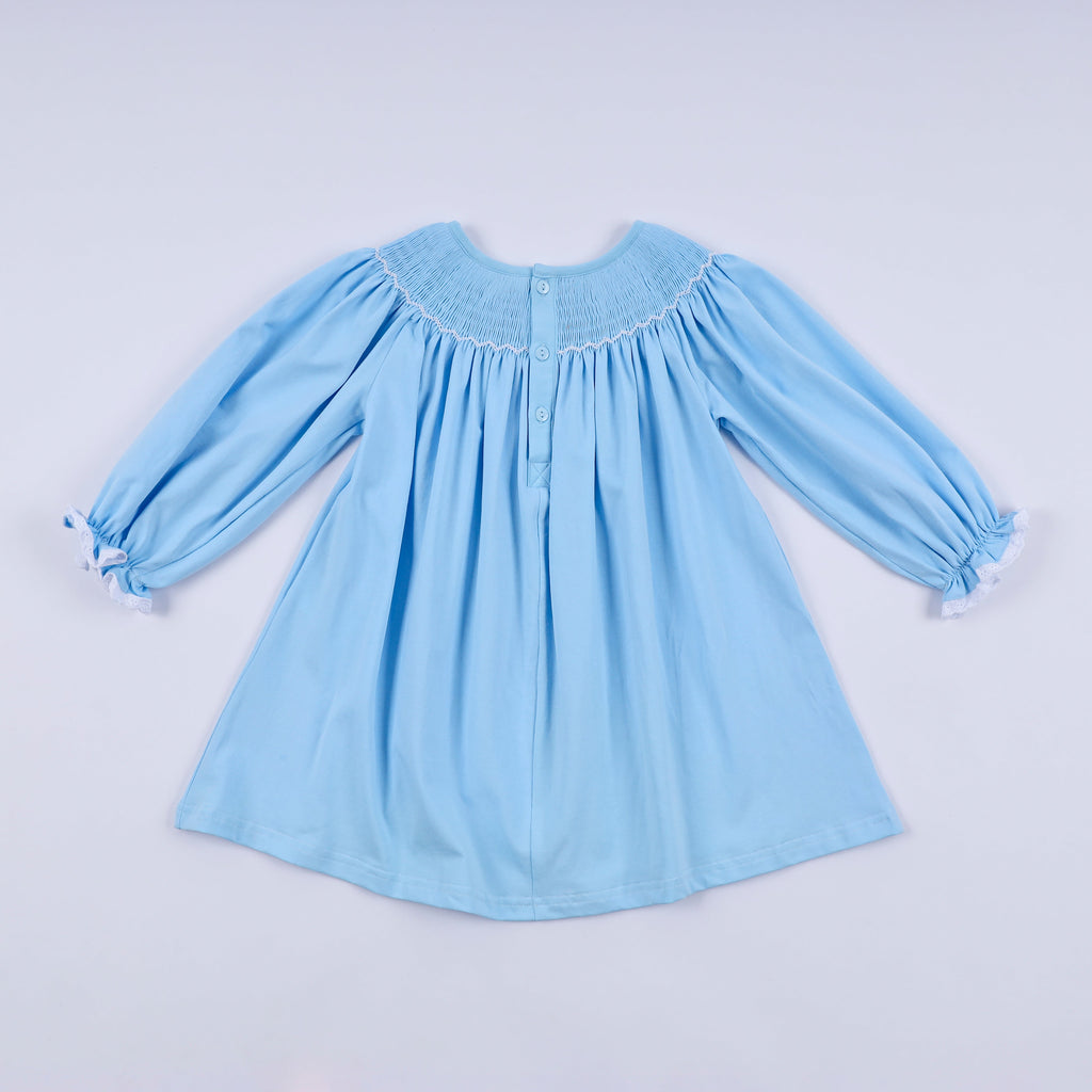 Blue nativity hand smocked dress
