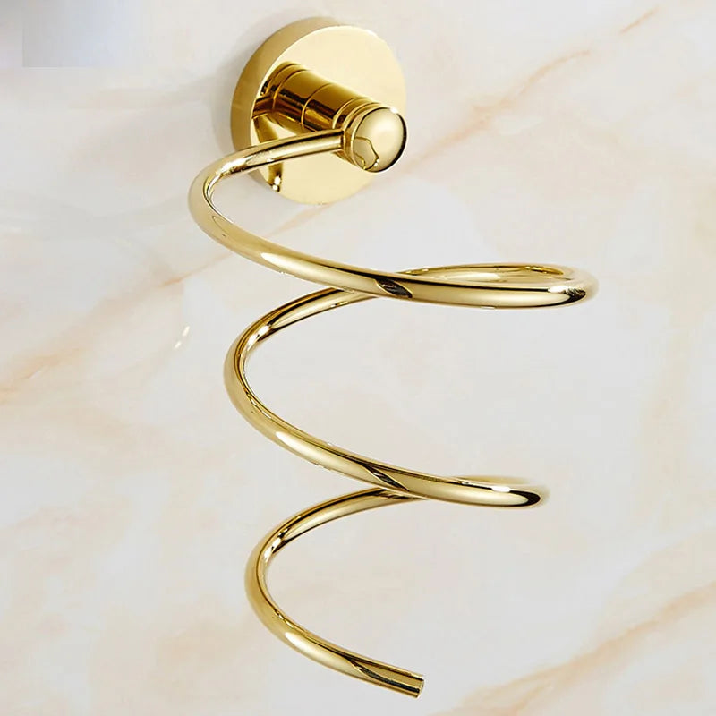 Luxury Shower Bathroom Accessories Set, Towel Ring, Paper Holder, Coat Hook, Toilet Brush, Polished Gold, Bath Hardware
