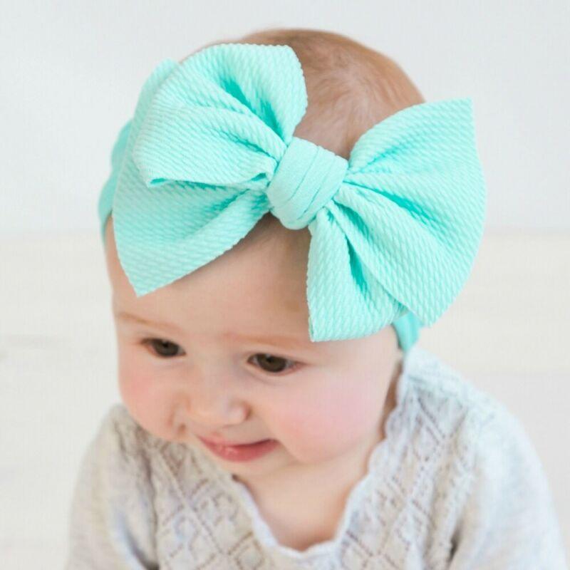 Fashion Trend Big Modern Baby Bow Accessories For Toddler Girls In Solid Bow Hairband Stretch Turban Knot Head Wrap Color  for Kids