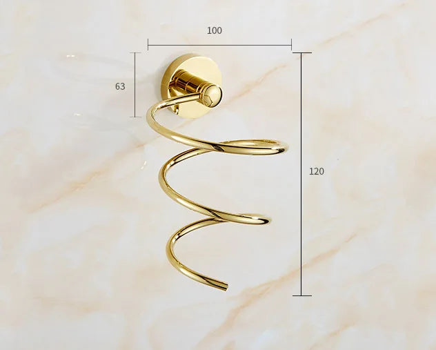 Luxury Shower Bathroom Accessories Set, Towel Ring, Paper Holder, Coat Hook, Toilet Brush, Polished Gold, Bath Hardware