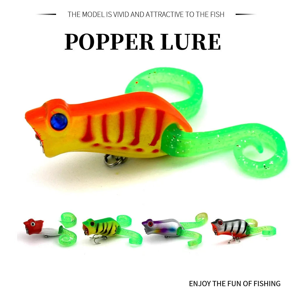 5CM/7.4G Popper Hard Floating Fishing Lure with 3D Lure Eyes in Saltwater