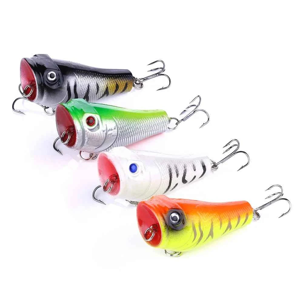 5CM/7.4G Popper Hard Floating Fishing Lure with 3D Lure Eyes in Saltwater