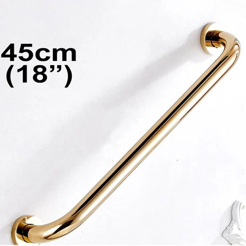Luxury Shower Bathroom Accessories Set, Towel Ring, Paper Holder, Coat Hook, Toilet Brush, Polished Gold, Bath Hardware