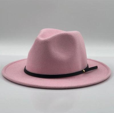 Women Men Wool Vintage Black Fedora Hat With Wide Unique Fedora Hats With Belt Buckle For Men Women Brim Gentleman Elegant Lady Winter Autumn Soft Caps
