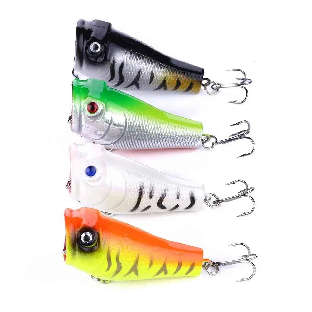 5CM/7.4G Popper Hard Floating Fishing Lure with 3D Lure Eyes in Saltwater