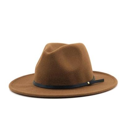 Women Men Wool Vintage Black Fedora Hat With Wide Unique Fedora Hats With Belt Buckle For Men Women Brim Gentleman Elegant Lady Winter Autumn Soft Caps