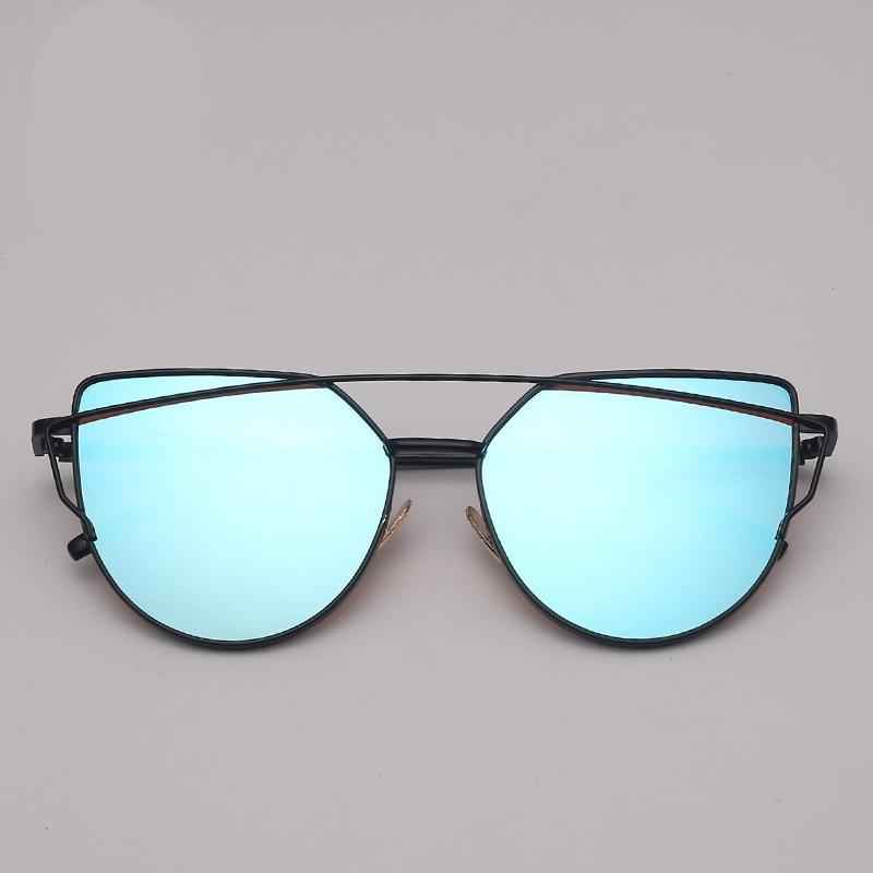 NEW  Stevvex Designer Cat eye Sunglasses For Women and Ladies in Vintage Metal Reflective Glasse Mirror Retro Oculos De Sol Gafas Style With UV 400 Protection