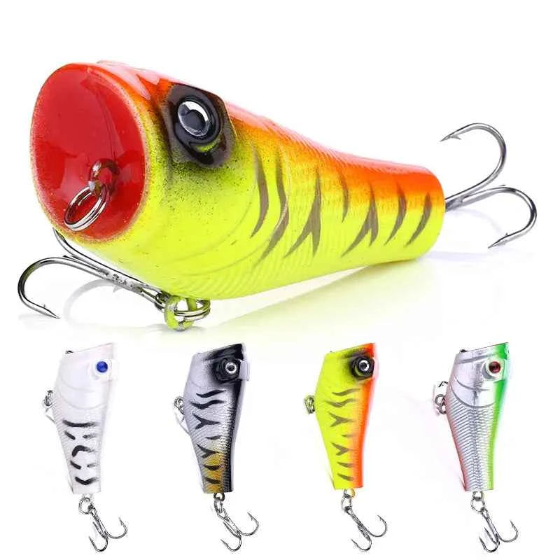 5CM/7.4G Popper Hard Floating Fishing Lure with 3D Lure Eyes in Saltwater