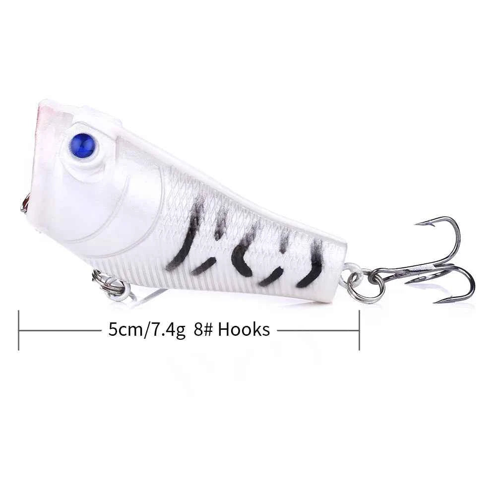 5CM/7.4G Popper Hard Floating Fishing Lure with 3D Lure Eyes in Saltwater