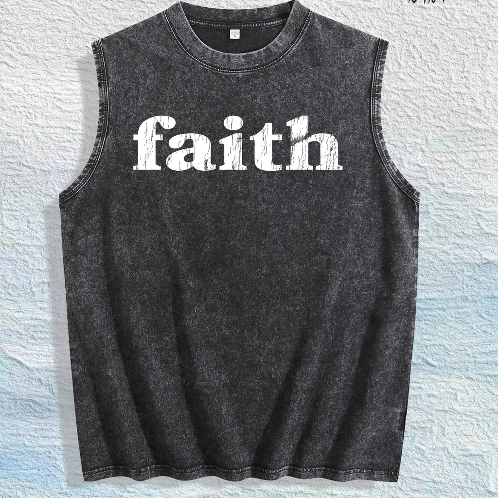 Faith Graphic Washed Vest US Warehouse 3 Colors Cotton Tank