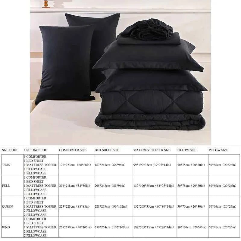 7-Piece Mattress Topper Comforter and Pillowcases Flat Sheet Set Premium Bedding for Comfort and Relaxation