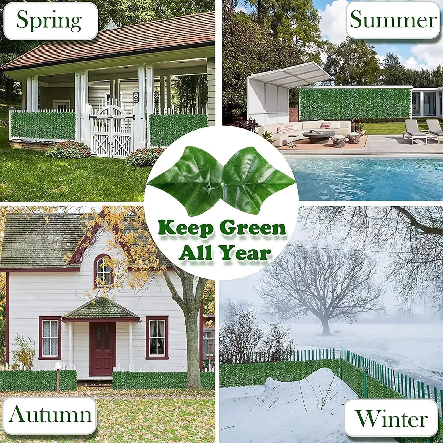 JS UV-Anti Plastic Ivy Leaves Vines Privacy Fence Screen Artificial Grass Wall for Outdoor Decor