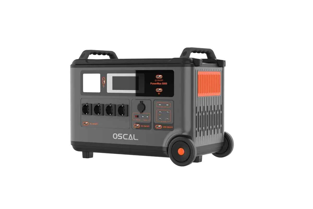 EU Stock PowerMax 6000 Portable Power Station 6000w 57600kWh 120V/240V Dual Voltage Smart APP Control Rugged Oscal Powermax 6000