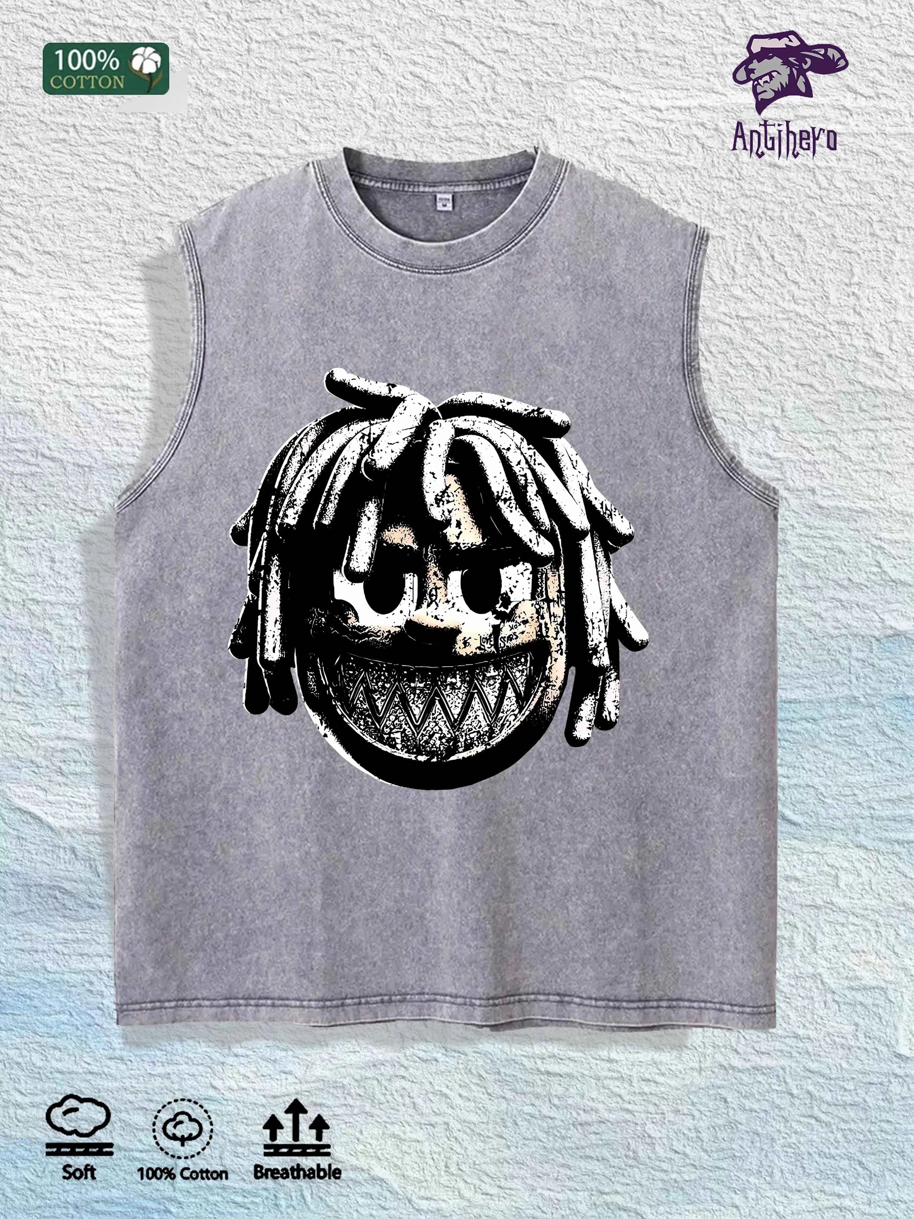Dreadlocks Character Graphic Washed Vest US Warehouse 3 Colors Cotton Tank